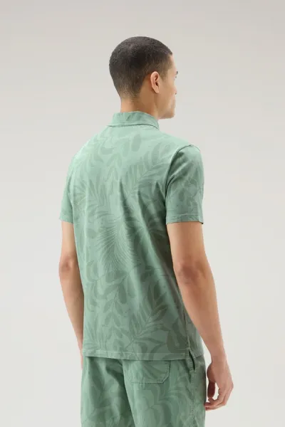Polokošeľa Woolrich Tropical Overdyed Polo Sage Flower
