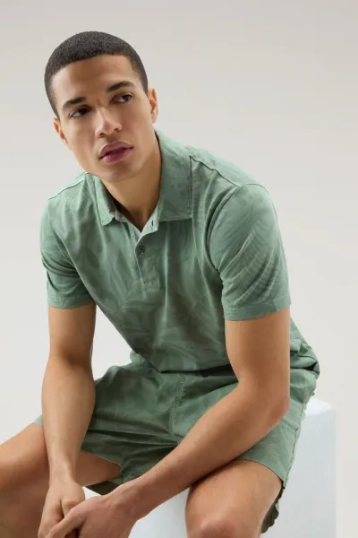 Polokošeľa Woolrich Tropical Overdyed Polo Sage Flower