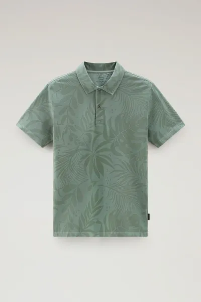 Polokošeľa Woolrich Tropical Overdyed Polo Sage Flower