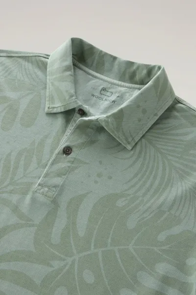 Polokošeľa Woolrich Tropical Overdyed Polo Sage Flower