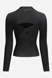 Sveter Karl Lagerfeld Lurex Knit Top Black/Silver
