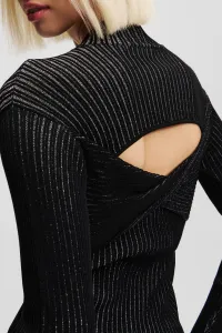 Sveter Karl Lagerfeld Lurex Knit Top Black/Silver