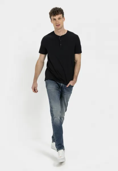 Tričko Camel Active Nos Henley 1/2 Graphite Gray