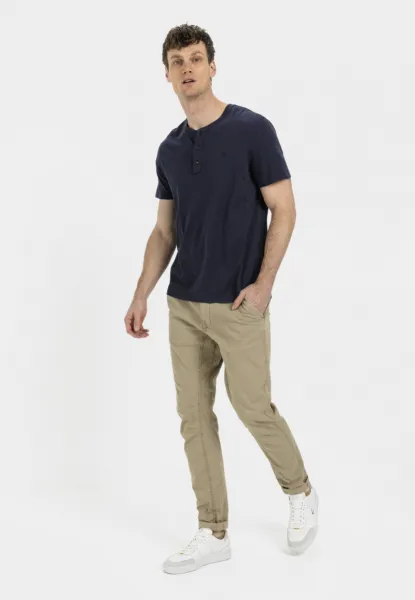 Tričko Camel Active Nos Henley 1/2 Night Blue Check