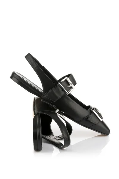 Balerínky Karl Lagerfeld Konnie Double Strap Pump Black Lthr W/Silver