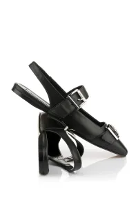 Balerínky Karl Lagerfeld Konnie Double Strap Pump Black Lthr W/Silver