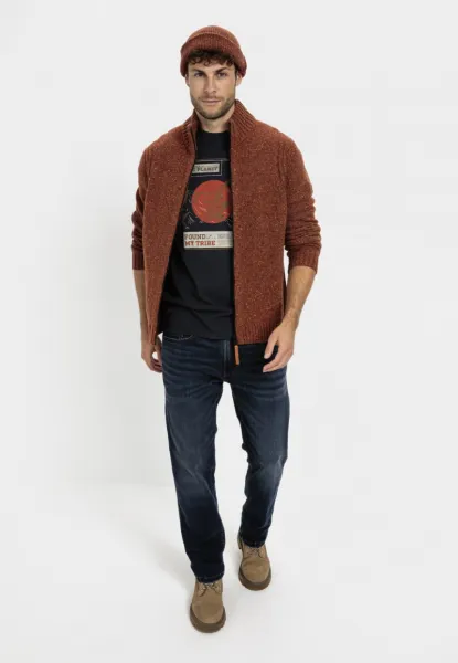 Sveter Camel Active Knitted Jacket Brick Red