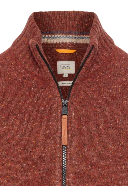 Sveter Camel Active Knitted Jacket Brick Red