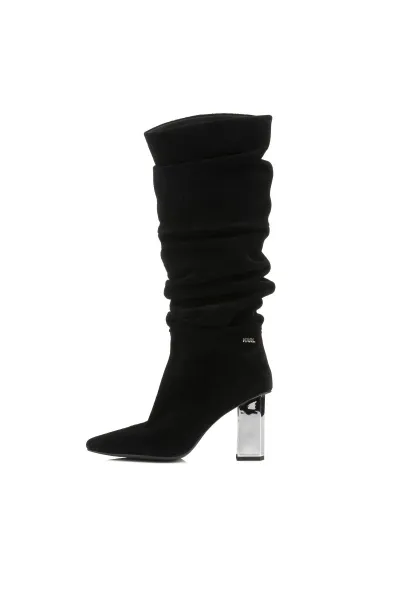 Čižmy Karl Lagerfeld Kl Tower Slouch Knee Boot Black Suede
