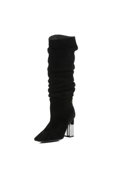 Čižmy Karl Lagerfeld Kl Tower Slouch Knee Boot Black Suede