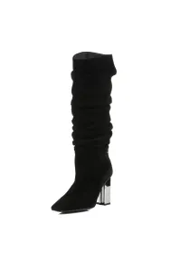 Čižmy Karl Lagerfeld Kl Tower Slouch Knee Boot Black Suede