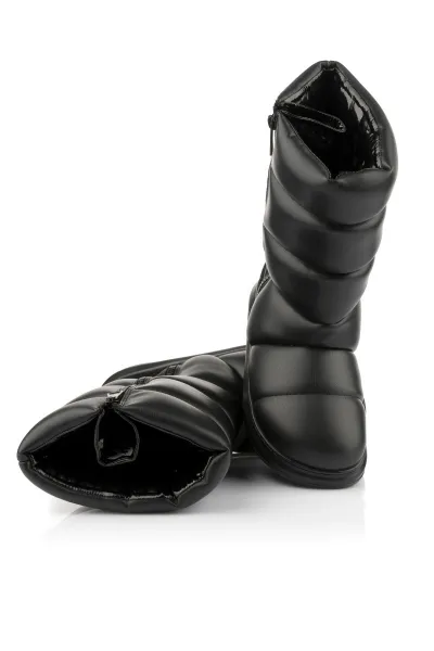 Snehule Karl Lagerfeld Kapri Kosi Padded Zip Boot Black Pu Mono
