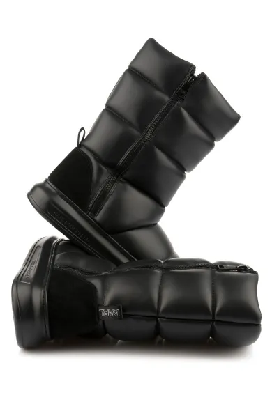 Snehule Karl Lagerfeld Kapri Kosi Padded Zip Boot Black Pu Mono