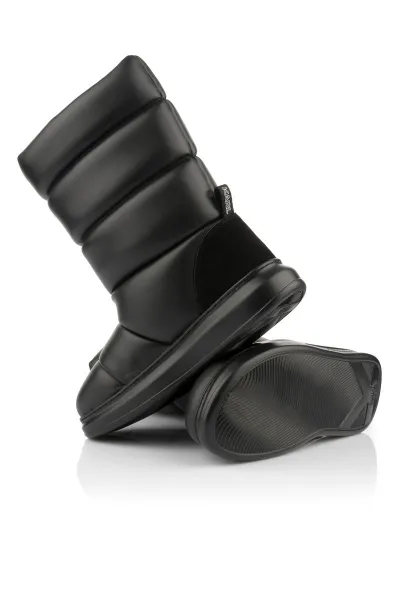Snehule Karl Lagerfeld Kapri Kosi Padded Zip Boot Black Pu Mono