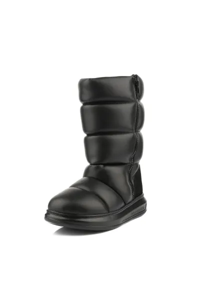 Snehule Karl Lagerfeld Kapri Kosi Padded Zip Boot Black Pu Mono
