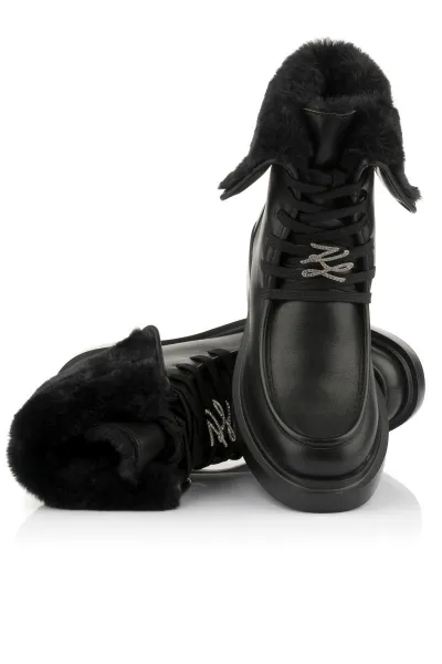 Členková Obuv Karl Lagerfeld Macie Fold Over Fleece Bt Black Lthr