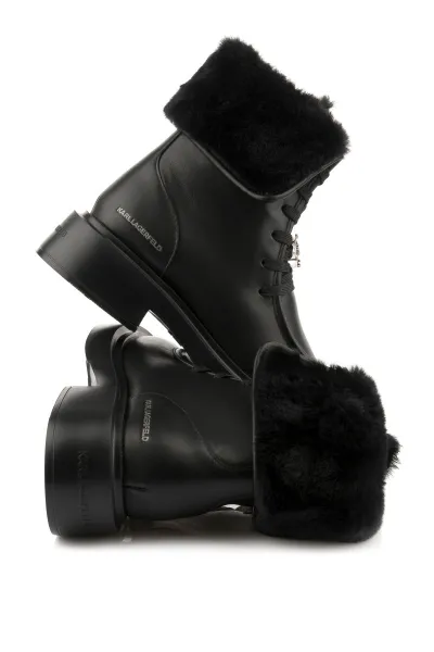 Členková Obuv Karl Lagerfeld Macie Fold Over Fleece Bt Black Lthr