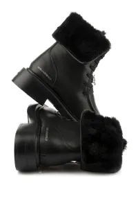 Členková Obuv Karl Lagerfeld Macie Fold Over Fleece Bt Black Lthr