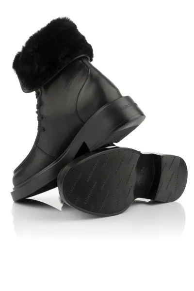 Členková Obuv Karl Lagerfeld Macie Fold Over Fleece Bt Black Lthr