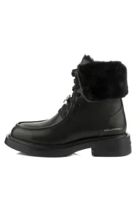 Členková Obuv Karl Lagerfeld Macie Fold Over Fleece Bt Black Lthr