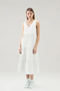 Šaty Woolrich Poplin Maxi Dress Plaster White