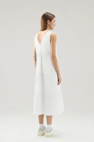 Šaty Woolrich Poplin Maxi Dress Plaster White