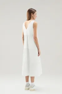 Šaty Woolrich Poplin Maxi Dress Plaster White