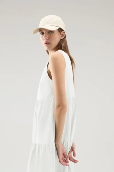 Šaty Woolrich Poplin Maxi Dress Plaster White