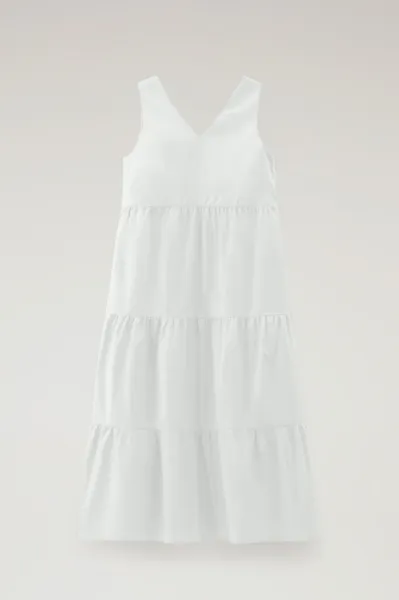 Šaty Woolrich Poplin Maxi Dress Plaster White
