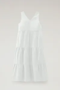 Šaty Woolrich Poplin Maxi Dress Plaster White