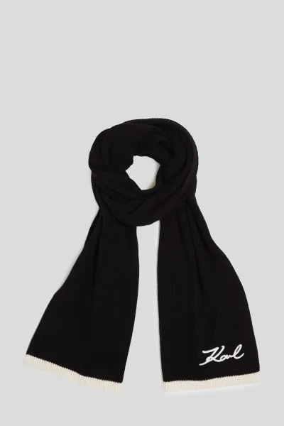 Šál Karl Lagerfeld K/Signature Knit Scarf Black/White