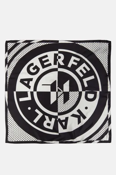 Šatka Karl Lagerfeld K/Circle Silk Scarf Black/White
