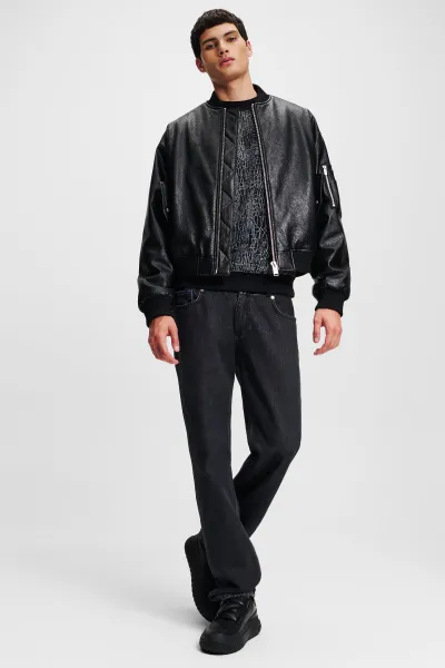 Bunda Karl Lagerfeld Jeans Klj Cracked Pu Bomber Black