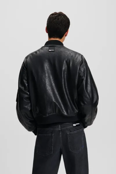 Bunda Karl Lagerfeld Jeans Klj Cracked Pu Bomber Black