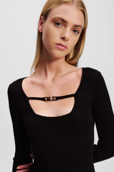 Šaty Karl Lagerfeld Jeans Klj Lslv Knitted Logo Dress Black
