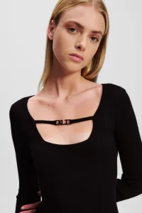 Šaty Karl Lagerfeld Jeans Klj Lslv Knitted Logo Dress Black