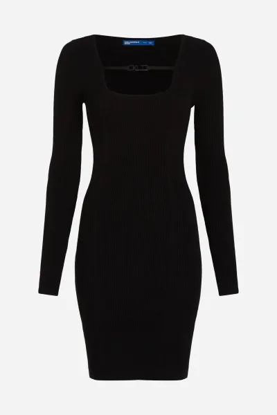 Šaty Karl Lagerfeld Jeans Klj Lslv Knitted Logo Dress Black