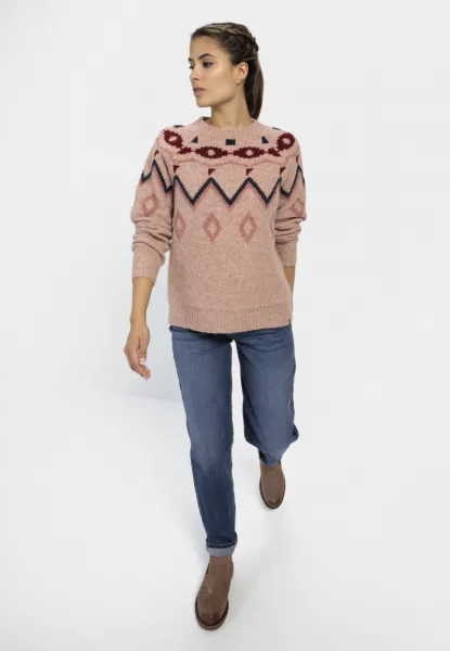 Sveter Camel Active Knitwear Sepia Rose Check