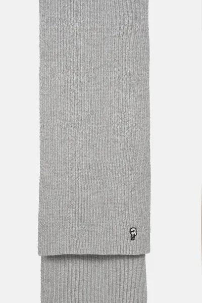 Šál Karl Lagerfeld K/Ikonik 2.0 Knit Scarf Light Grey Mélange