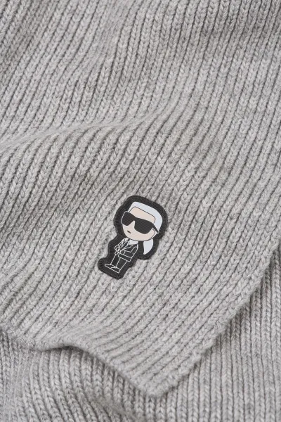 Šál Karl Lagerfeld K/Ikonik 2.0 Knit Scarf Light Grey Mélange