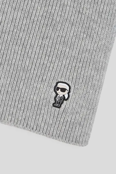 Šál Karl Lagerfeld K/Ikonik 2.0 Knit Scarf Light Grey Mélange
