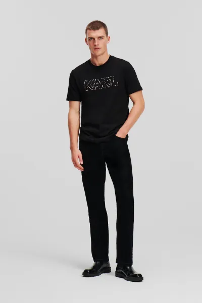 Džínsy Karl Lagerfeld Flock Straight Denim Pants Black Denim
