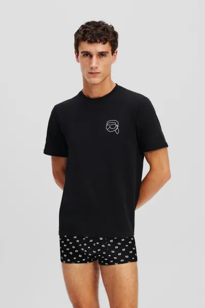 Pyžamo Karl Lagerfeld Ikon Tee + Boxer Gift Set Ikon Mini Aop Black
