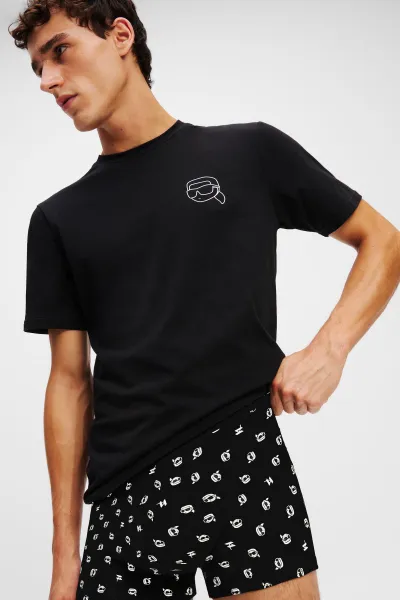 Pyžamo Karl Lagerfeld Ikon Tee + Boxer Gift Set Ikon Mini Aop Black