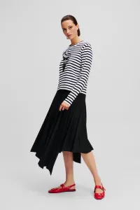 Tričko Karl Lagerfeld Ikon Print Stripe Lslv Top Black-Cannoli Cream Stripe