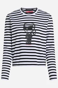 Tričko Karl Lagerfeld Ikon Print Stripe Lslv Top Black-Cannoli Cream Stripe