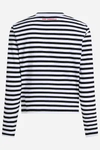 Tričko Karl Lagerfeld Ikon Print Stripe Lslv Top Black-Cannoli Cream Stripe