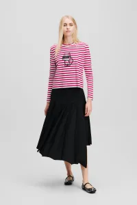 Tričko Karl Lagerfeld Ikon Print Stripe Lslv Top Scarlet Sage-Cream Stripe
