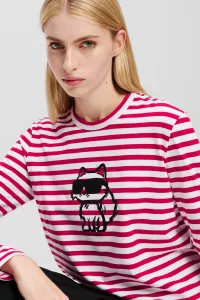 Tričko Karl Lagerfeld Ikon Print Stripe Lslv Top Scarlet Sage-Cream Stripe