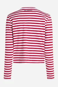 Tričko Karl Lagerfeld Ikon Print Stripe Lslv Top Scarlet Sage-Cream Stripe